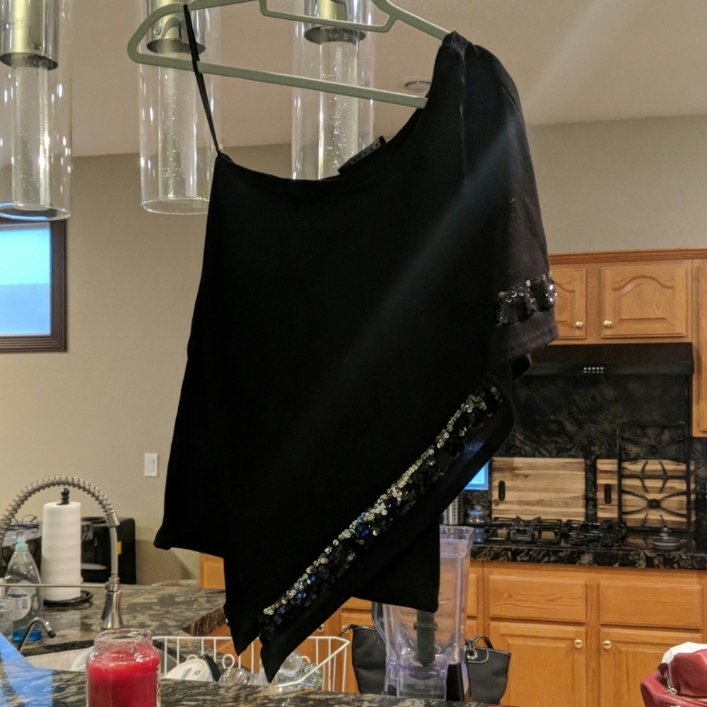 Black sequin asymmetrical top